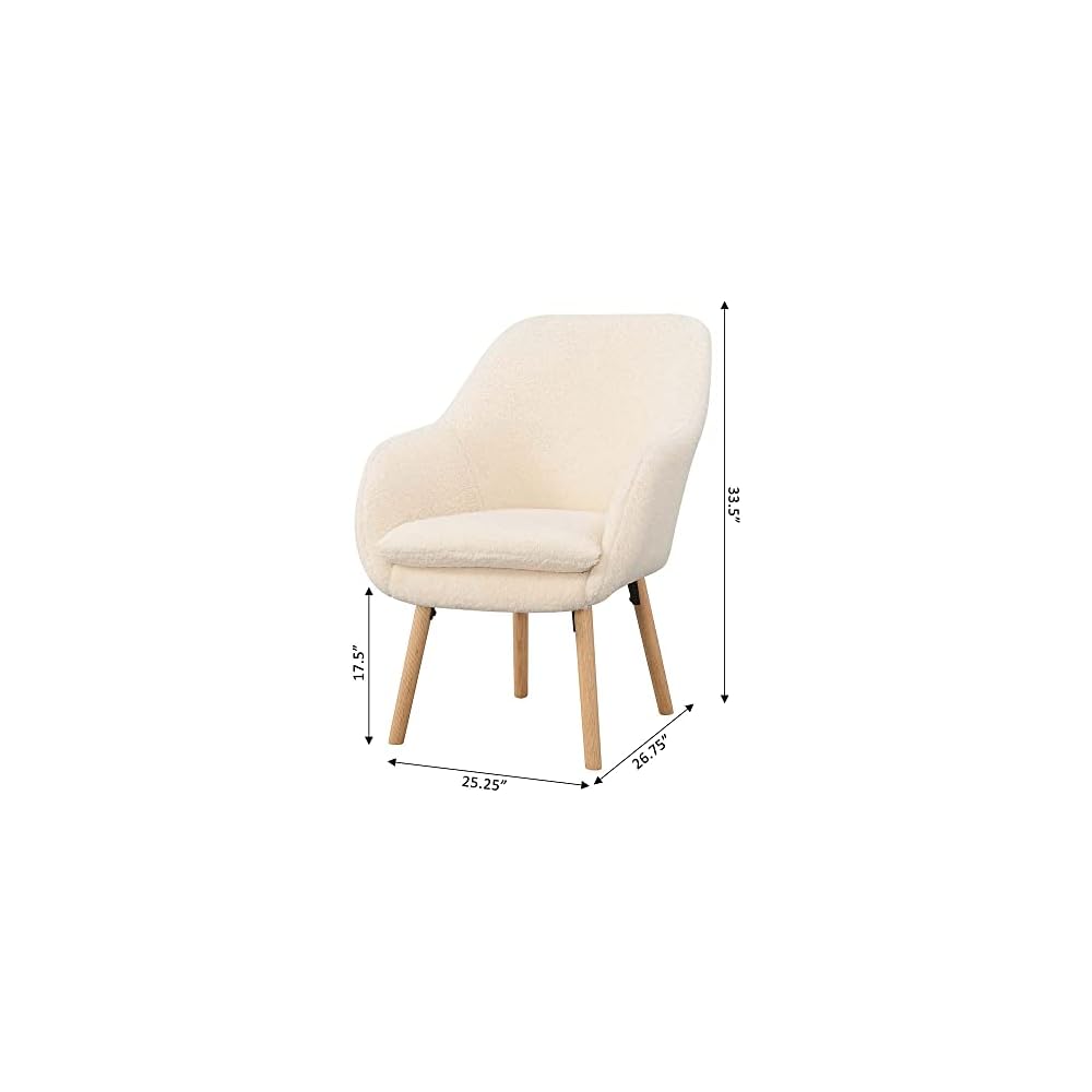 Convenience Concepts Take a Seat Charlotte Wingback Sherpa Accent Armchair 25.25" - Boho Transitional Boucle Lounge Chair for Office, Den, Living Room, Sherpa Cream