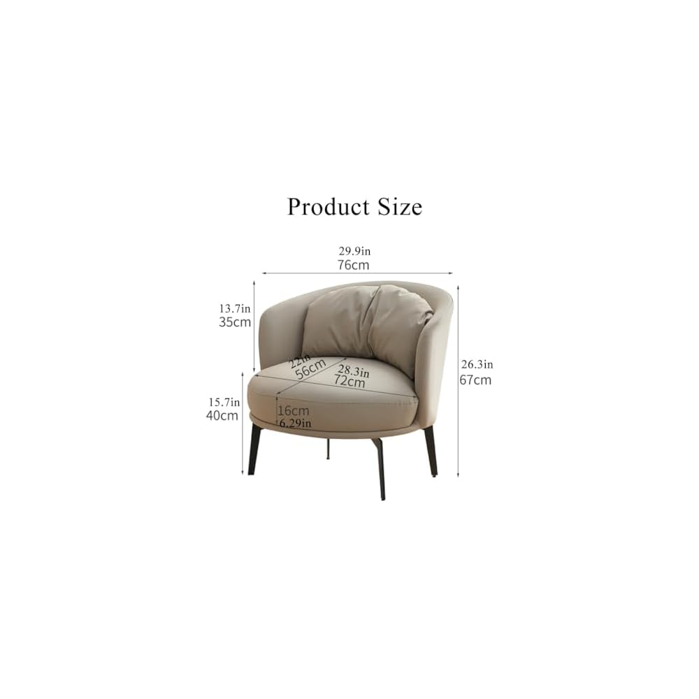 Nordic Padded Cushion Accent Chair for Living Room,Mid Century Armchair with Arc Back,Lounge Reading Chairs Soft Pillow,Single Sofa Chair for Balcony(Orange)