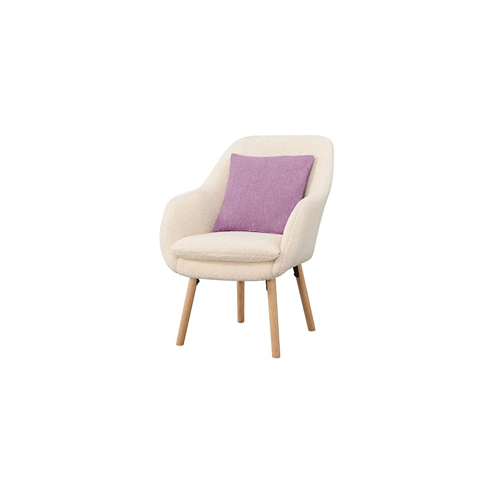 Convenience Concepts Take a Seat Charlotte Wingback Sherpa Accent Armchair 25.25" - Boho Transitional Boucle Lounge Chair for Office, Den, Living Room, Sherpa Cream