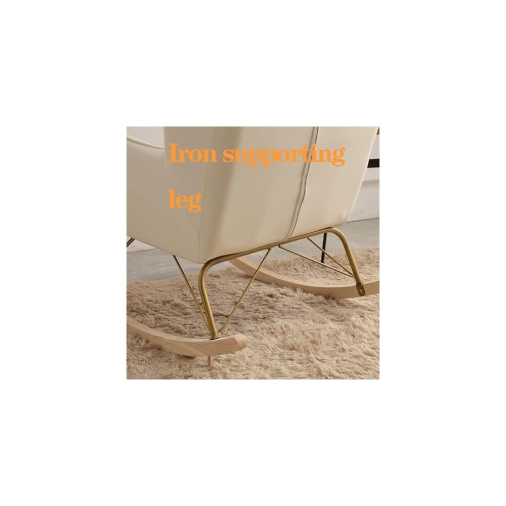 Modern Mid-Century Rocking Chair with Lumbar Support Pillow & Ottoman, Upholstered Glider Chair for Living Room - Stylish Orange Armchair