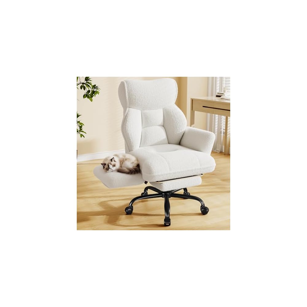 DurayLoly Big and Tall Office Chair with Foot Rest & Flip Armrests, Black