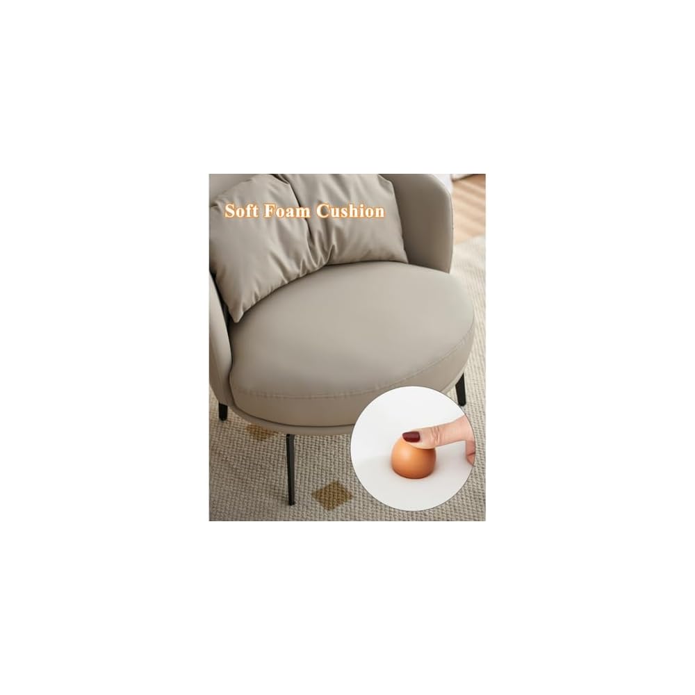 Nordic Padded Cushion Accent Chair for Living Room,Mid Century Armchair with Arc Back,Lounge Reading Chairs Soft Pillow,Single Sofa Chair for Balcony(Orange)