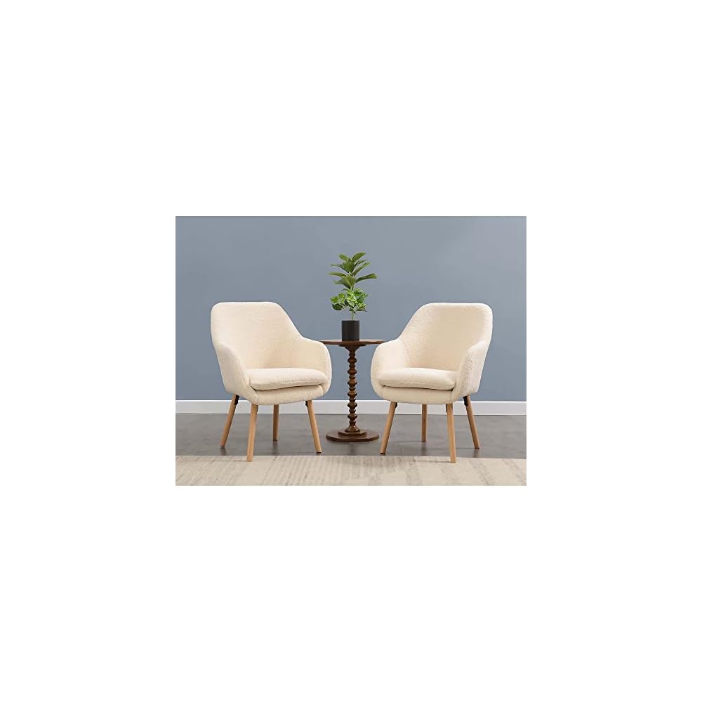 Convenience Concepts Take a Seat Charlotte Wingback Sherpa Accent Armchair 25.25" - Boho Transitional Boucle Lounge Chair for Office, Den, Living Room, Sherpa Cream