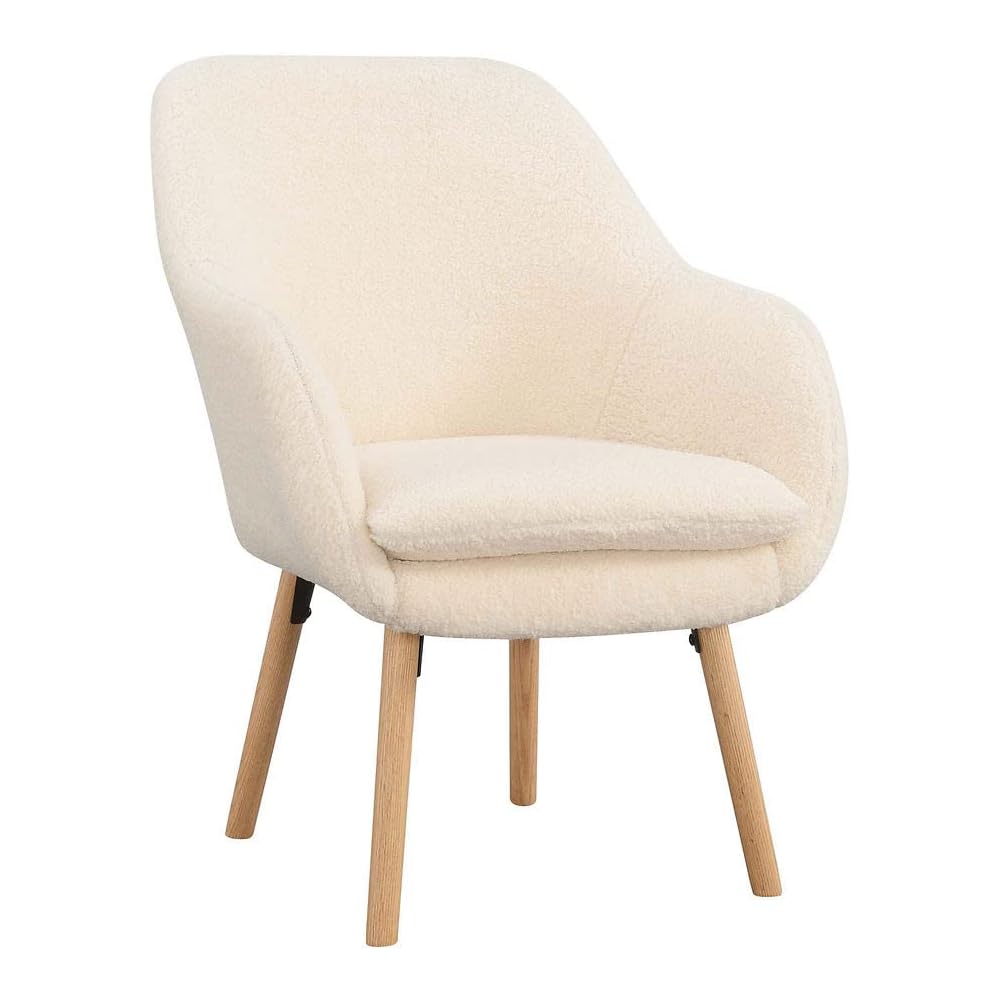 Convenience Concepts Take a Seat Charlotte Wingback Sherpa Accent Armchair 25.25" - Boho Transitional Boucle Lounge Chair for Office, Den, Living Room, Sherpa Cream
