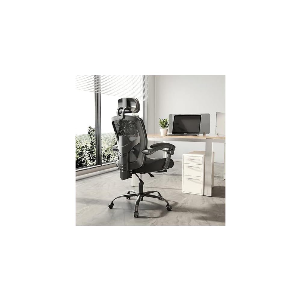 Ergonomic Office Chair with Wheels, Office Chairs with Foot Rest for Adults, Conference Room, Home Office, Gaming, Black (Black)