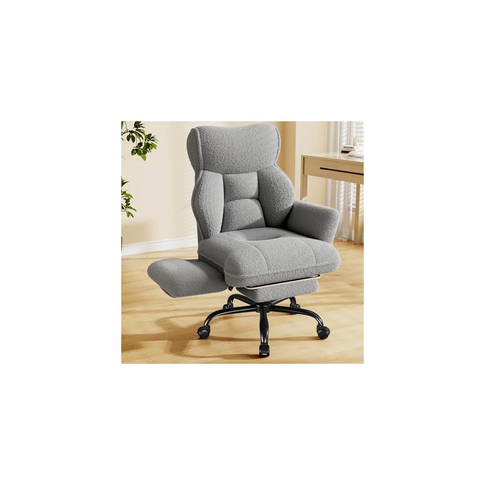 DurayLoly Big and Tall Office Chair with Foot Rest & Flip Armrests, Black
