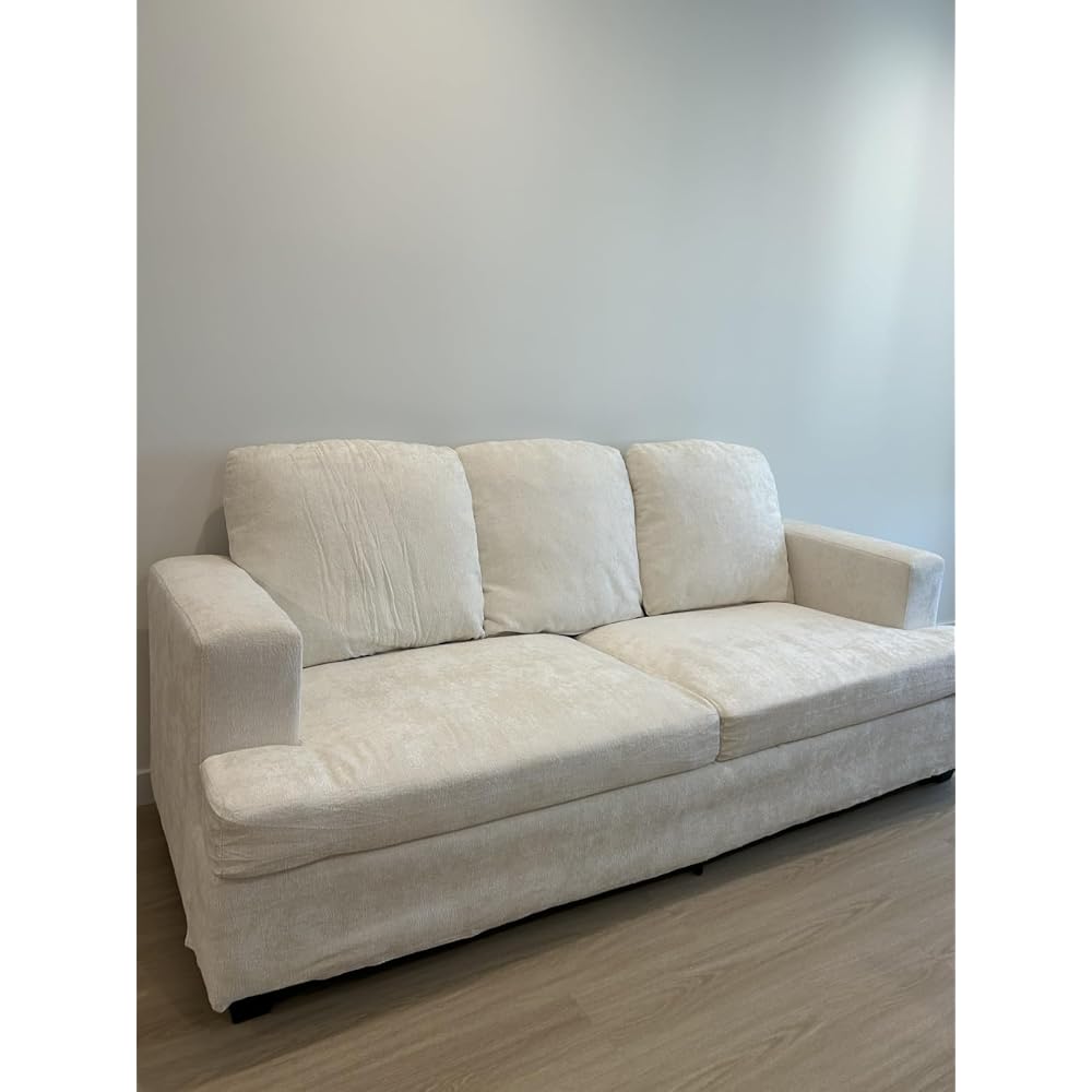 89" Cream White Couches for Living Room, 3 Seater Couch with Deep Seat, Oversized Loveseat Sofa for Apartment and Small Spaces