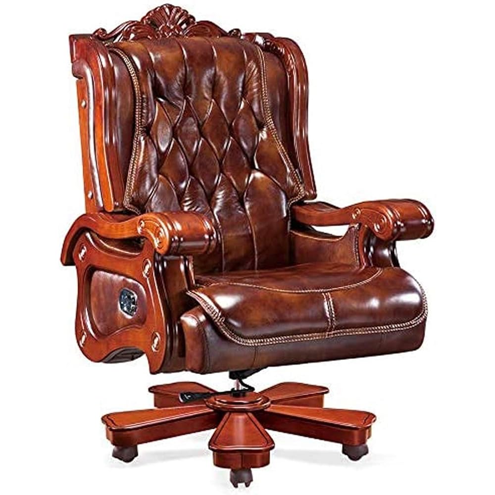 Boss Chair Reclining Office Chair Swivel Chair Minimalist Home Recliner Managerial Chairs Swivel Solid Wood Lifting Research 10 Wheel with Footstool (Size : 35KG)