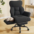 DurayLoly Big and Tall Office Chair with Foot Rest & Flip Armrests, Black
